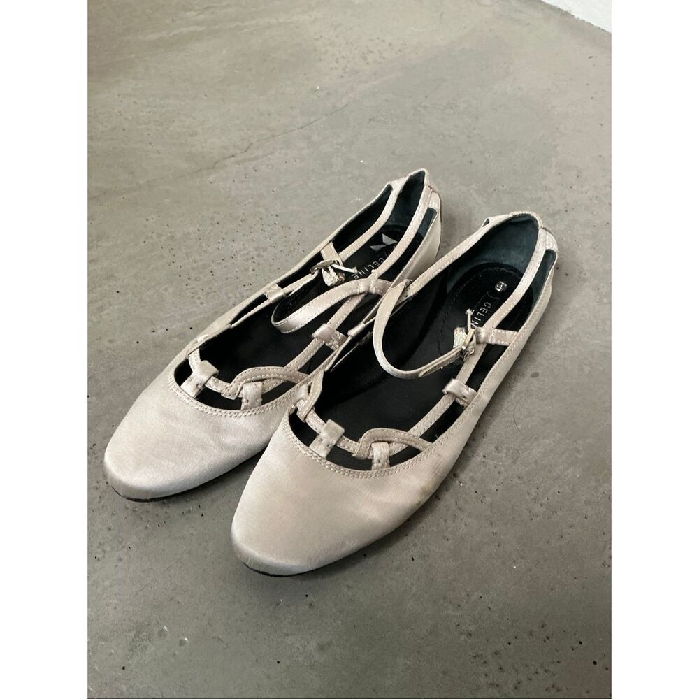 Celine Satin Ballet Flats | Silver in 37
